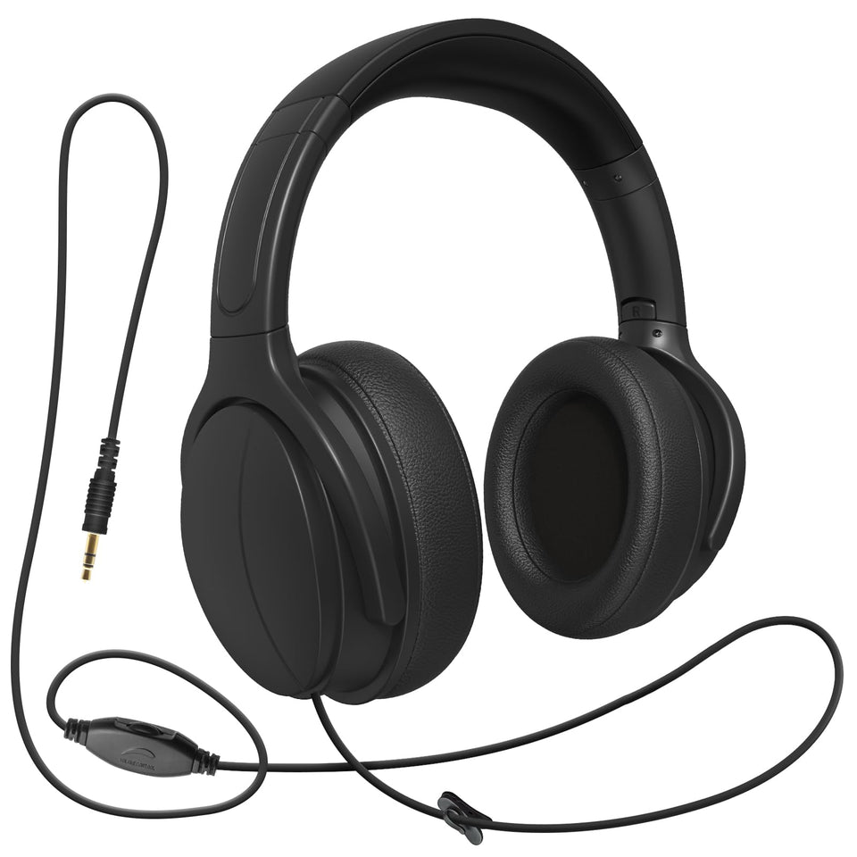 100SEASHELL long-cord TV headphones for easy sofa movement and dialogue.
