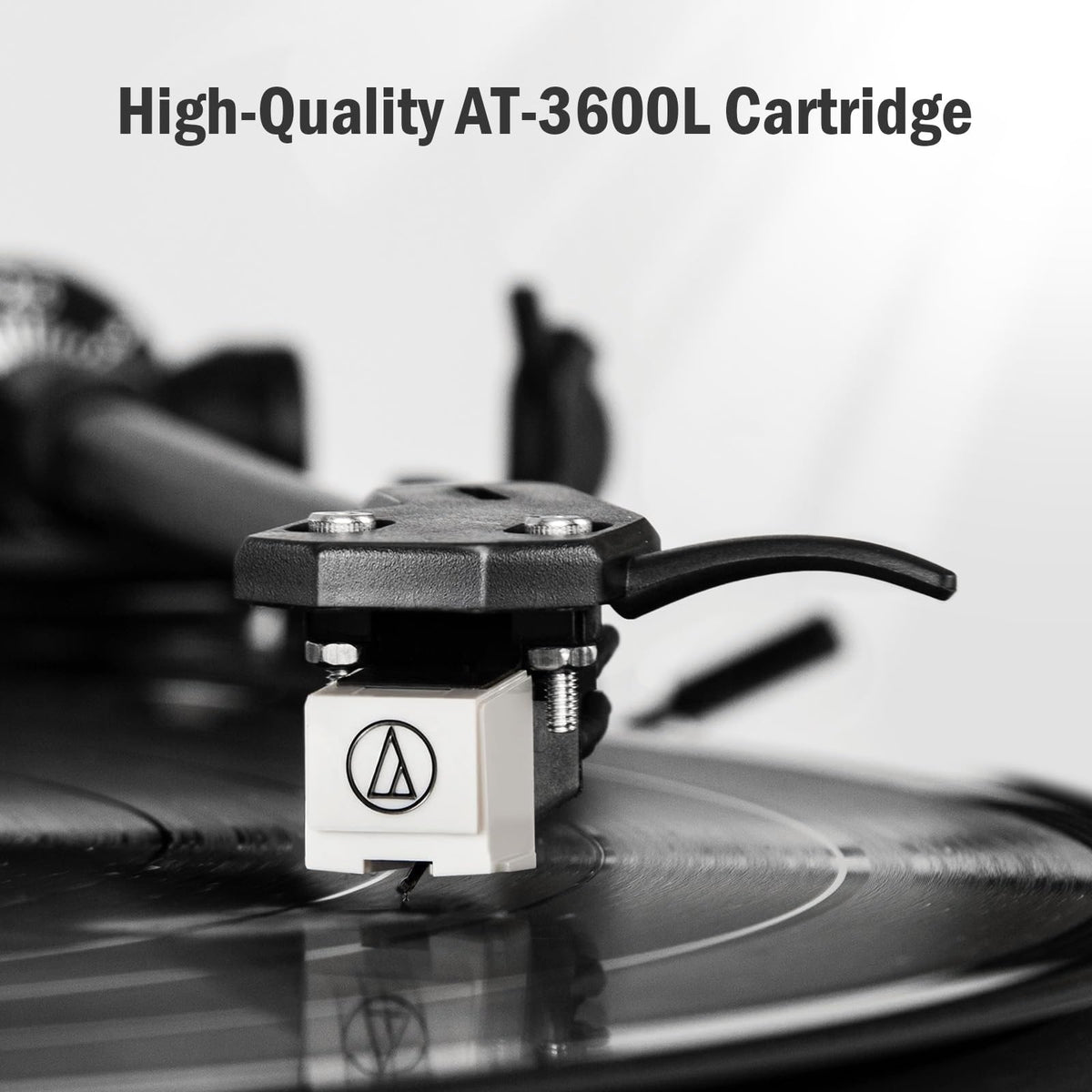 1byone all-in-one record player belt-drive mechanism close-up for smooth playback