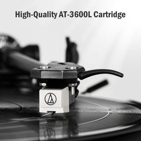 1byone all-in-one record player belt-drive mechanism close-up for smooth playback