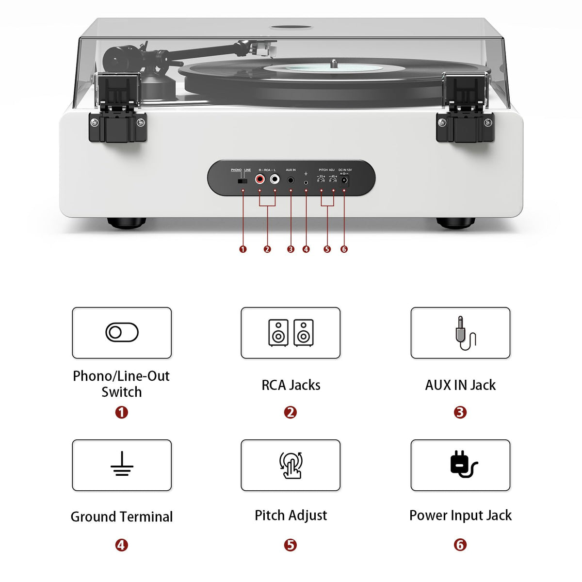 1byone all-in-one record player built-in speakers deliver immediate listening