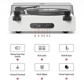 1byone all-in-one record player built-in speakers deliver immediate listening