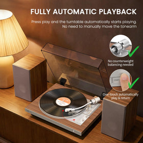 1byone automatic-tonearm operation demonstrates effortless setup for beginners.