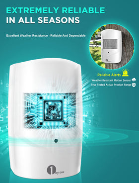 1byone receiver plugged into wall showing chime and LED alert convenience