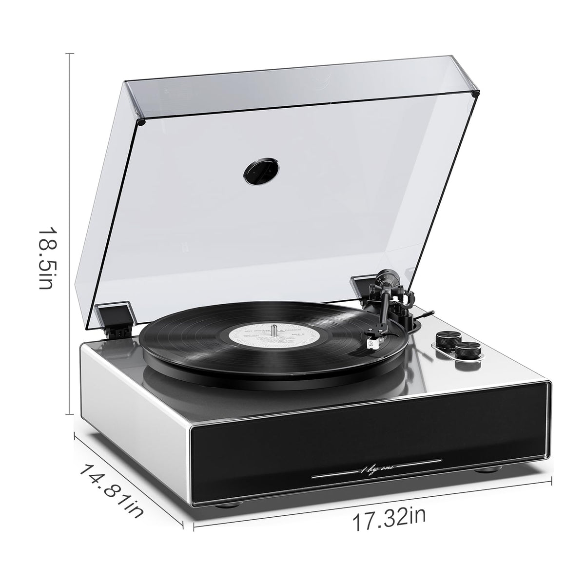 1byone supports 7, 10, and 12 inch records for versatility