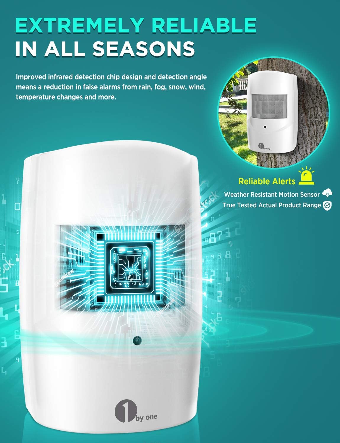 1byone sensor mounted on wooden post monitoring a driveway for visitors