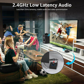 1Mii dual-output RCA and AUX connect two speakers for richer stereo
