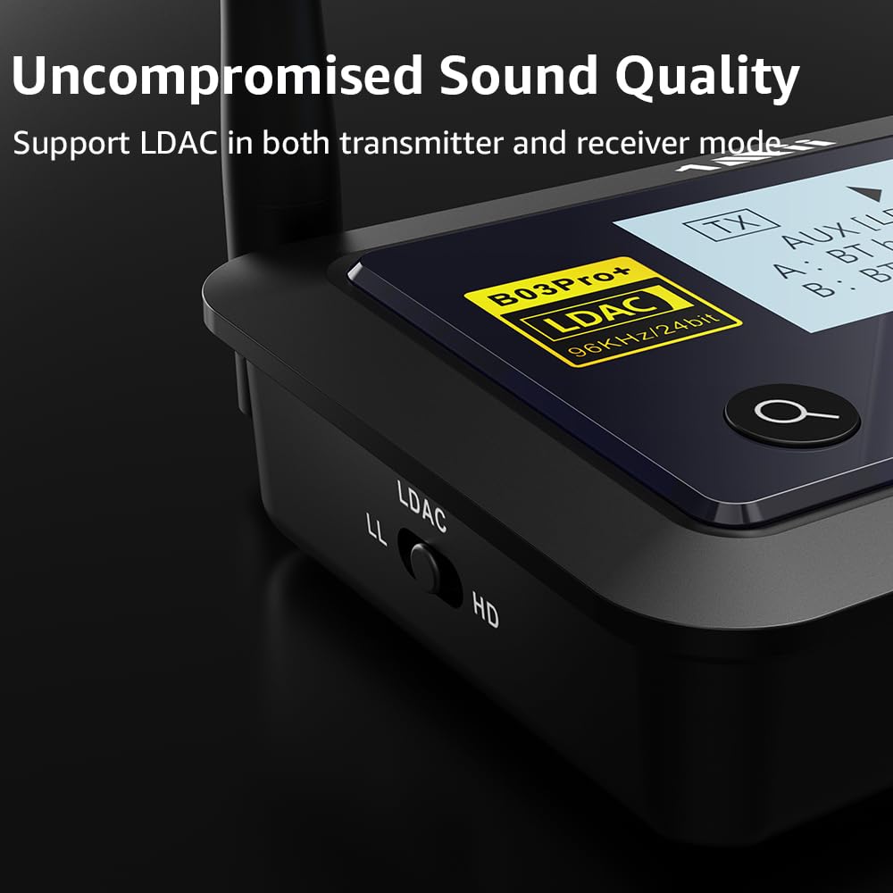 1Mii B03Pro+ back panel with optical, RCA, and 3.5mm ports for versatile connections.