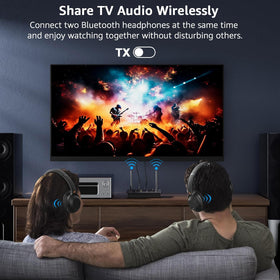 1Mii B03S TX mode setup enables wireless TV audio to headphones.