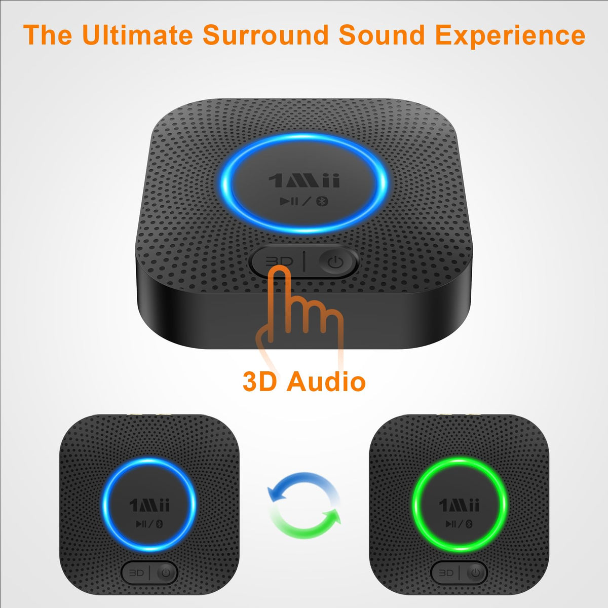 1Mii B06+ held in hand to show compact size and simple placement benefits
