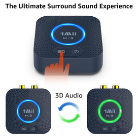 1Mii B06HD 3D button illuminated cyan-blue to indicate spatial audio