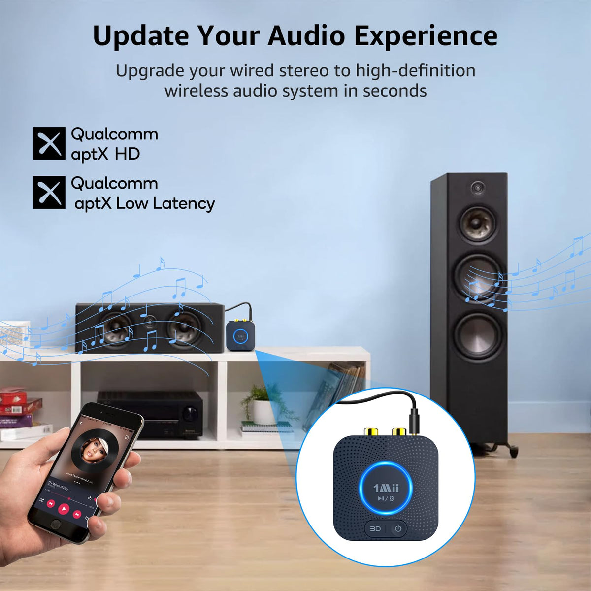 1Mii B06HD rear outputs with RCA and 3.5mm jacks for flexible hookup