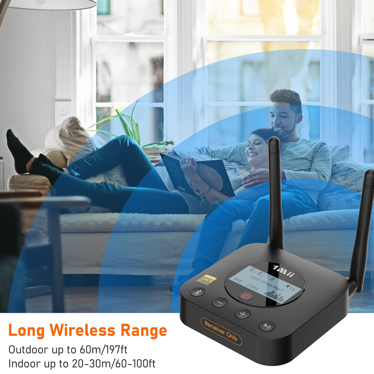 1Mii B06Pro+ connects via 3.5mm, coaxial, or optical cables.
