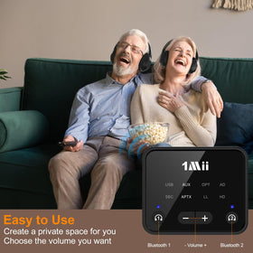 1Mii B06T6 codec LED display indicating aptX Adaptive and HD for clearer audio confirmation