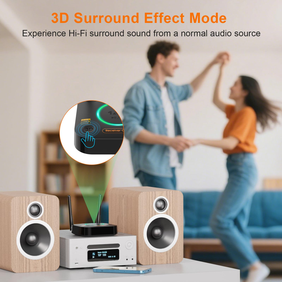 1Mii B06 Ultra dual antennas show extended range for reliable wireless playback