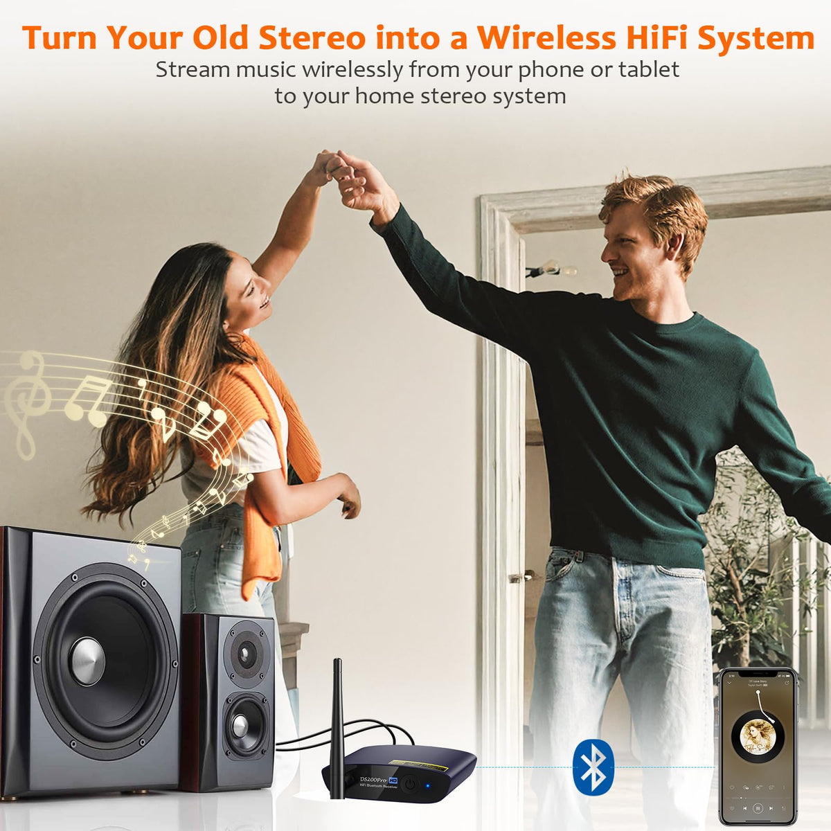 1Mii DS200Pro back ports with RCA and optical outputs for versatile connections.