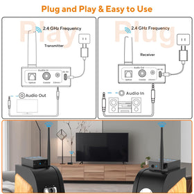 Cable-free setup reduces clutter around the TV stand