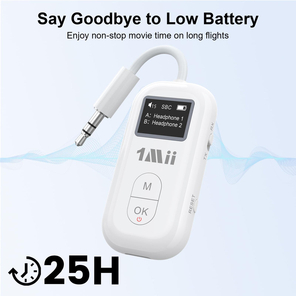 1Mii SafeFly Pro in hand to show compact size and travel portability