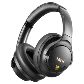 1Mii Y8+ front view showing sleek black finish and comfortable earcups for travel comfort