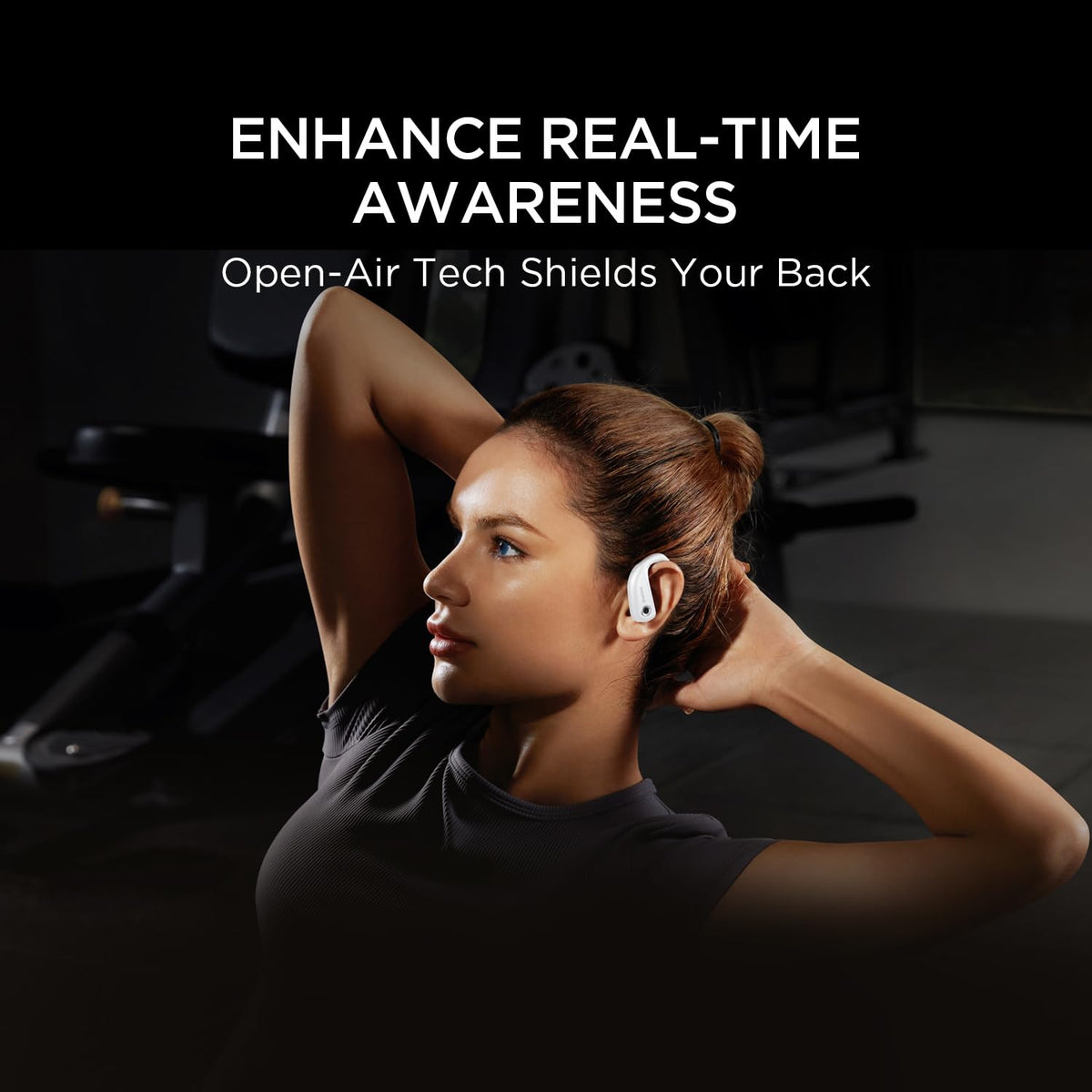 1MORE S50 worn during a workout showing open-ear comfort