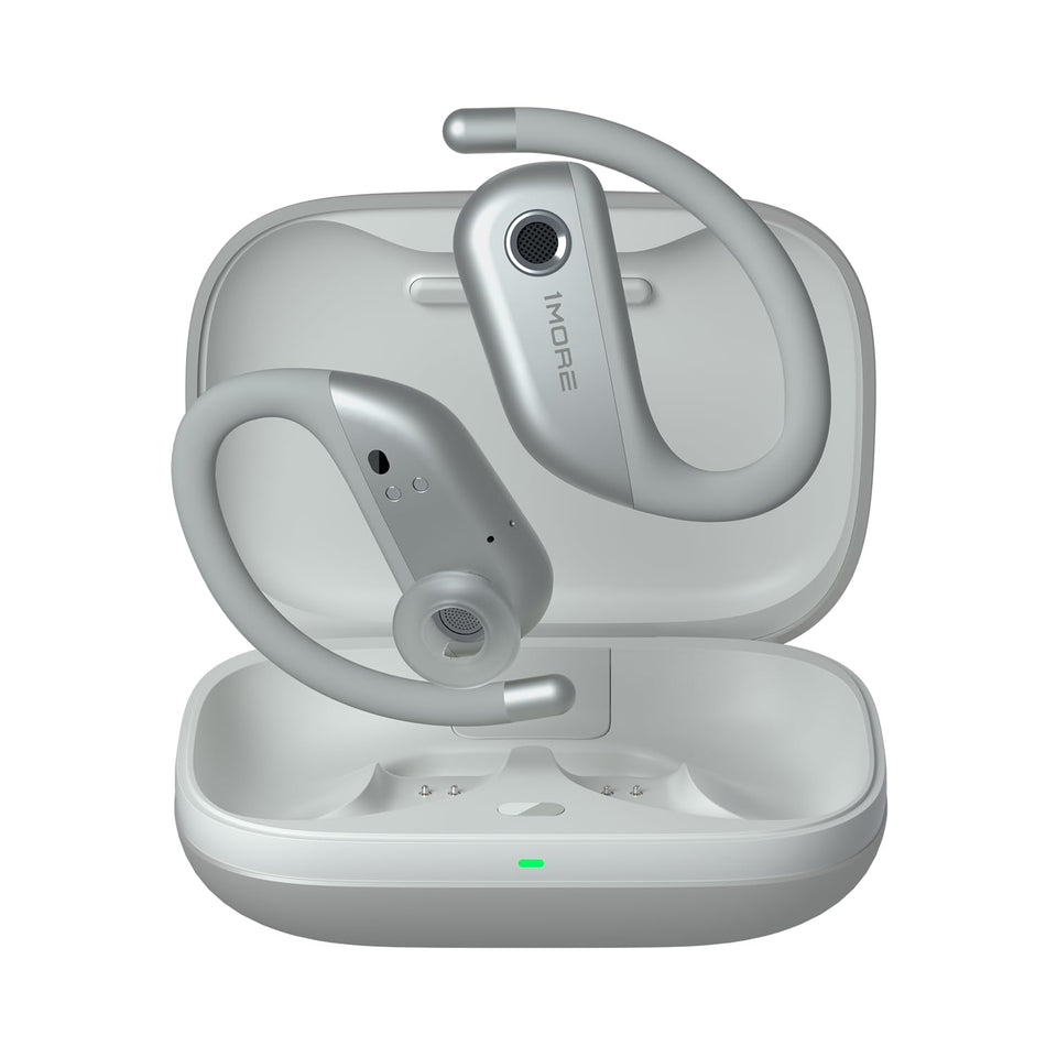 1MORE Fit S50 open-ear design earbuds worn during workout for situational awareness
