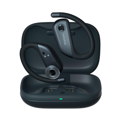 1MORE S50 Fit open-ear earbuds with gray charging case for comfortable workouts