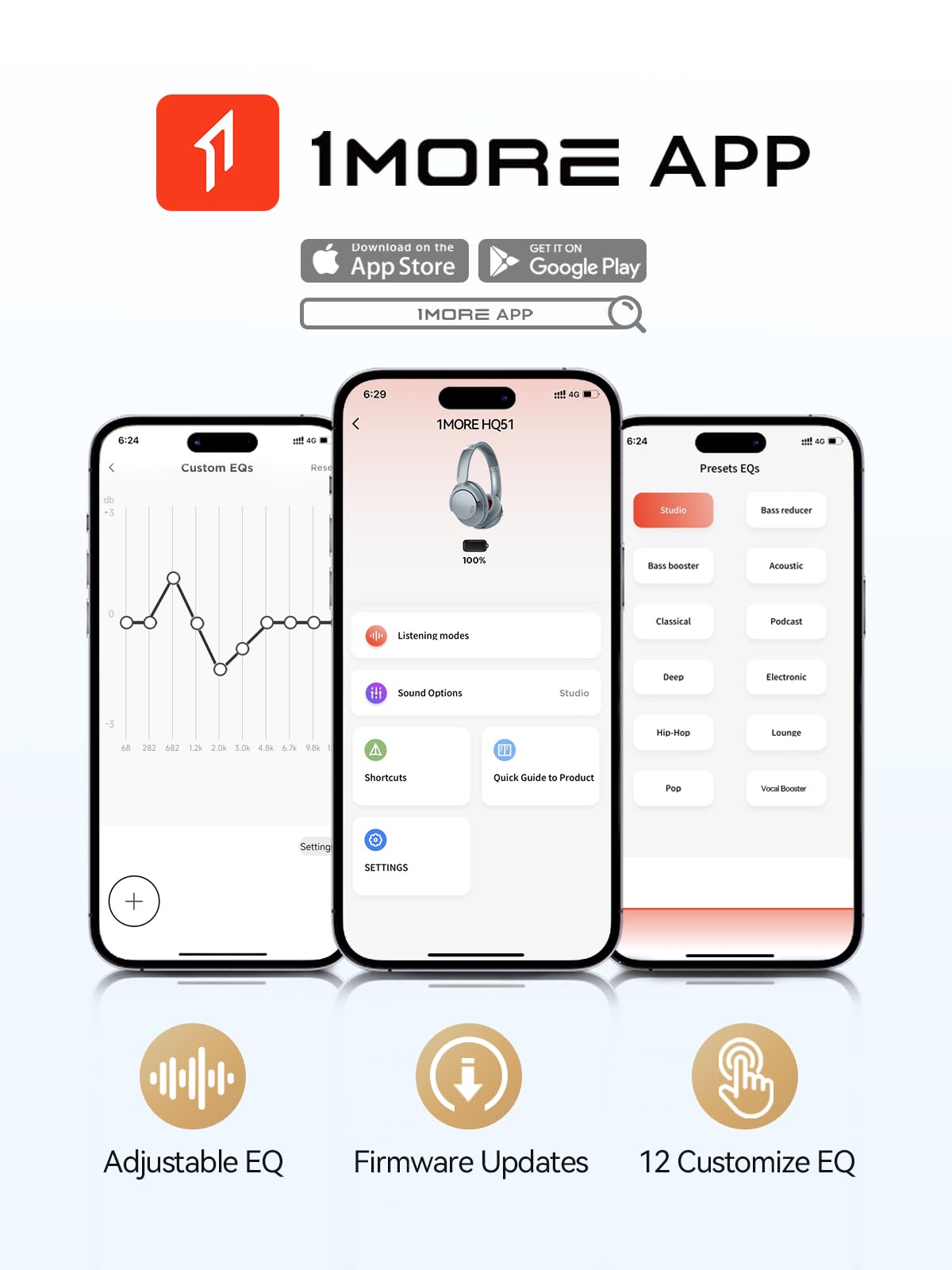 Long-lasting battery icon for 1MORE SonoFlow-Pro showing up to 100 hours.
