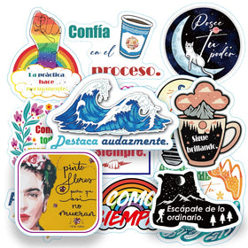 1step2dream Spanish inspirational stickers for teens on a notebook boost daily motivation
