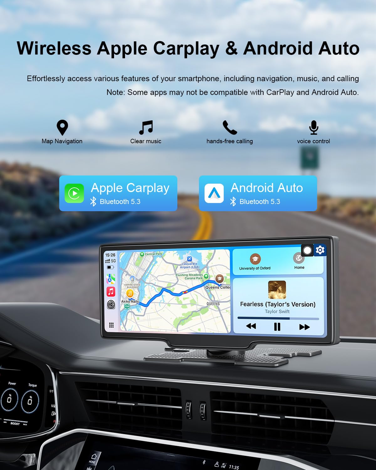 25HOURS wireless Android Auto compatibility enables hands-free navigation and apps