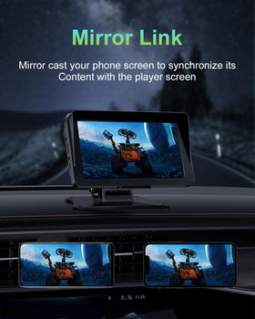 25HOURS screen mirroring smartphone illustrating media playback and navigation convenience
