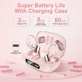 2B2C open-ear buds pink deliver 8 hours of playback per charge