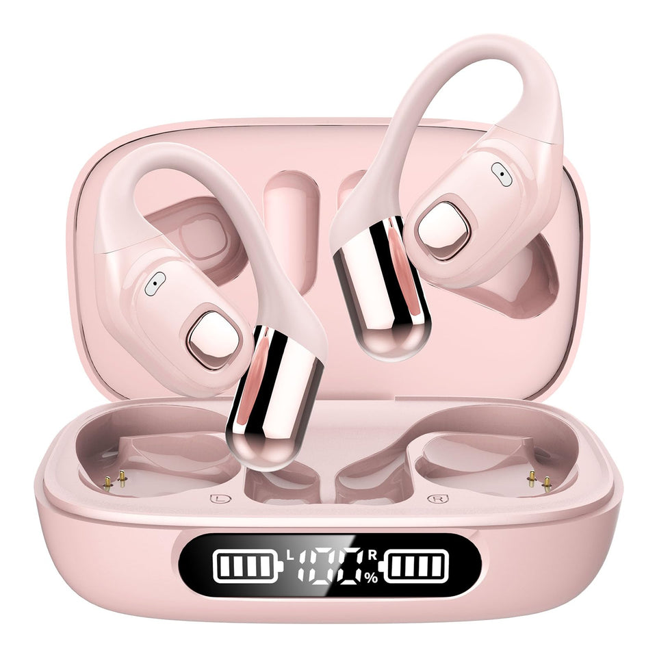 2B2C open-ear buds pink case designed for comfortable all-day wear