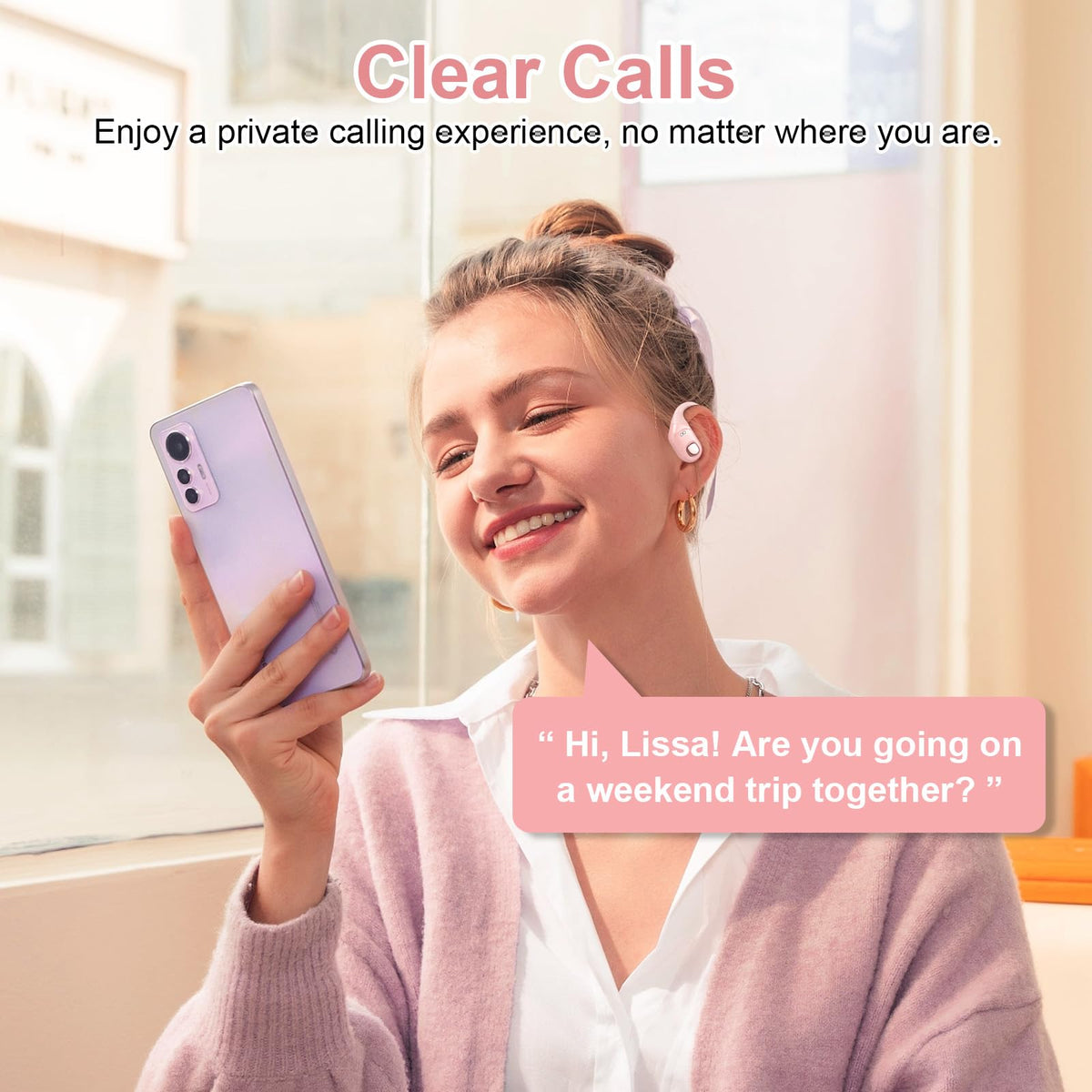 2B2C open-ear buds pink magnetic charging case on the go