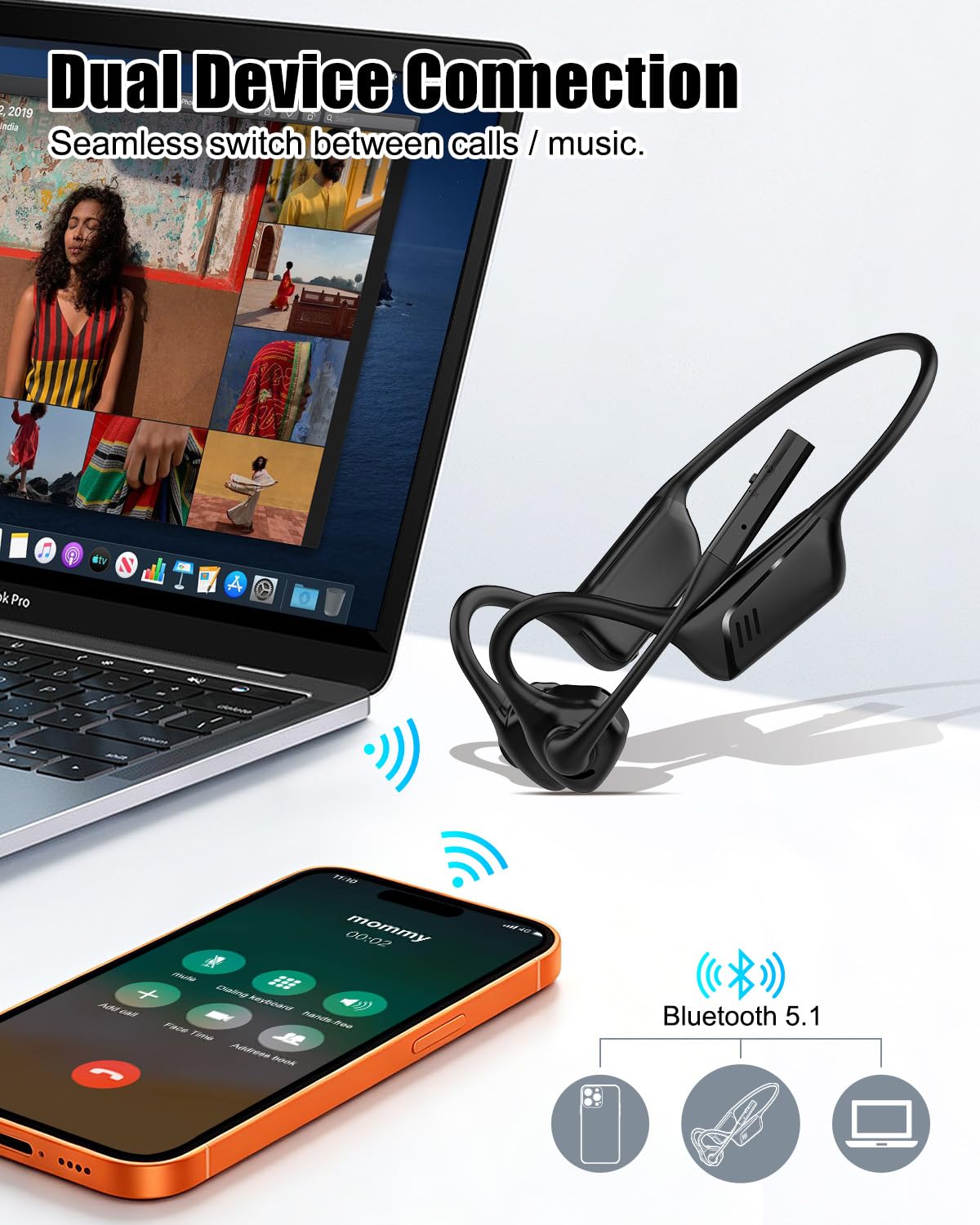 2B2C open ear headphones deliver up to 10 hours of continuous listening