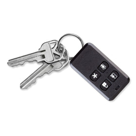 Close-up of the 4-button Key2-345 remote for fast-access commands.