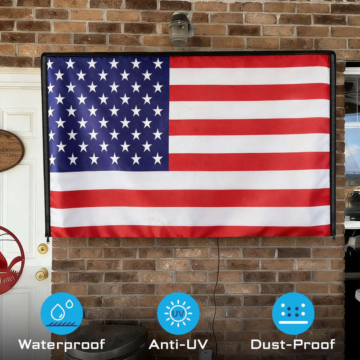 2win2buy Dust protection for outdoor TVs with sturdy fabric and closures