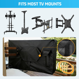 2win2buy Outdoor TV Cover full zipper sides allows easy on/off and roll-up viewing.