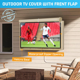 2win2buy Outdoor TV Cover side view shows practical zipper for quick viewing