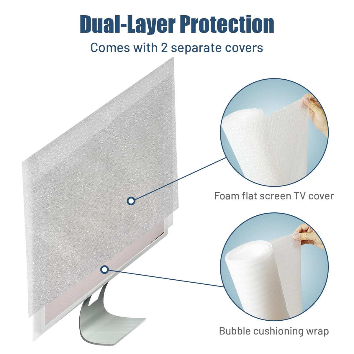 2win2buy TV wrap cover outer bubble film cushions TV during transit.
