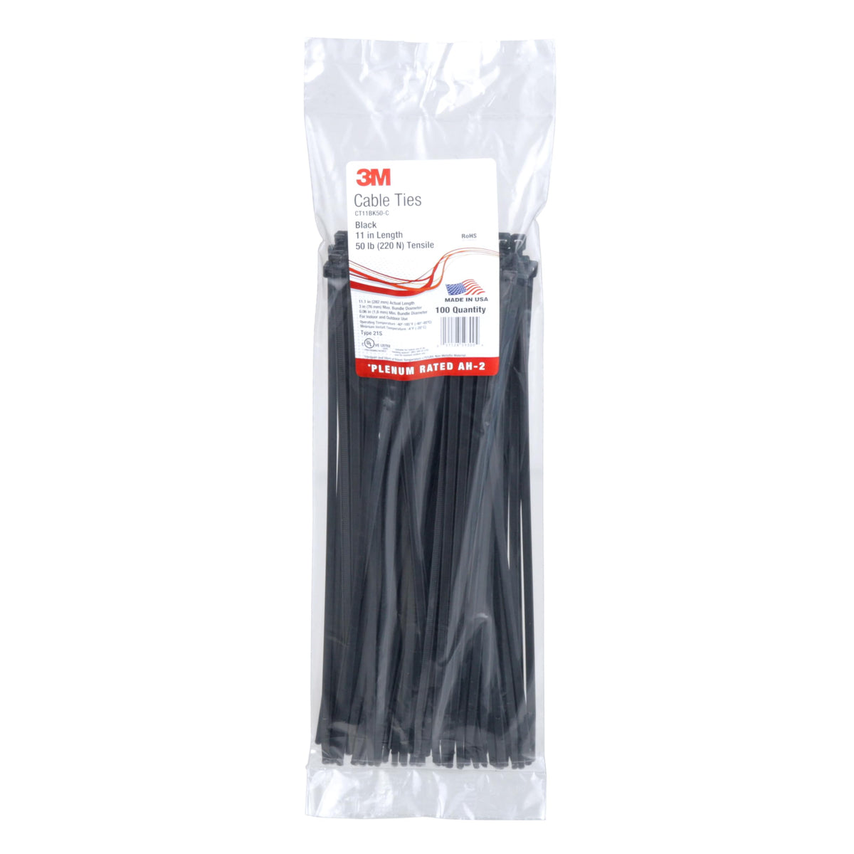 3M CT11BK50 cable tie with curved tip for faster threading and easy installation