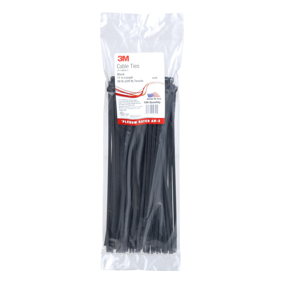 3M CT11BK50 cable tie with curved tip for faster threading and easy installation
