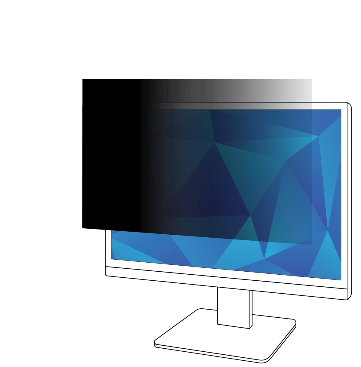 3M privacy filter 21.5in front view showing clean edges and protected screen for secure viewing