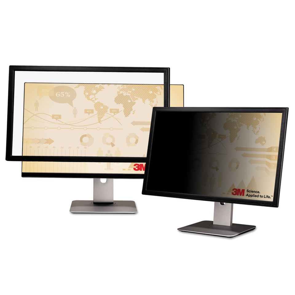 3M privacy filter front view showing fitted 23-inch screen and improved focus