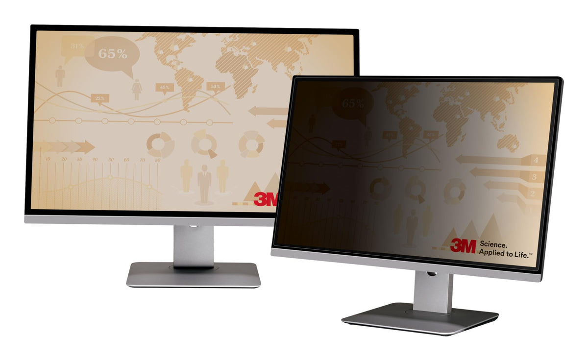 3M privacy filter installed in office on a widescreen monitor reducing onlooker visibility
