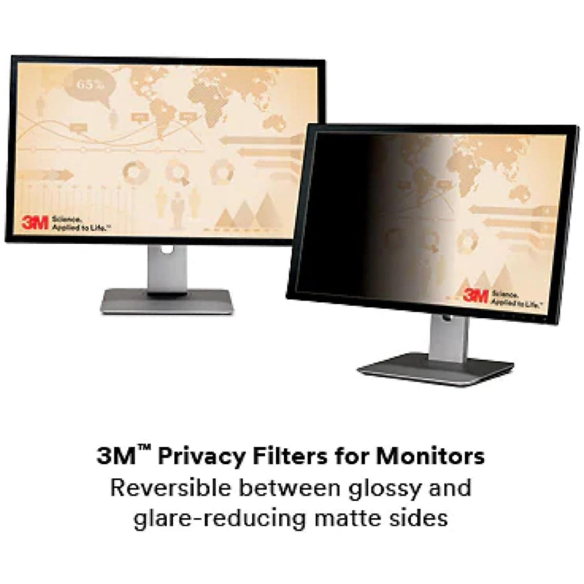 3M privacy filter size comparison with ruler showing fit for 24-inch widescreen