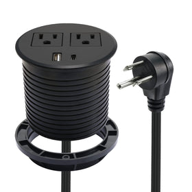 4 LEAF grommet front view with integrated PD USB-C charging for desk setup