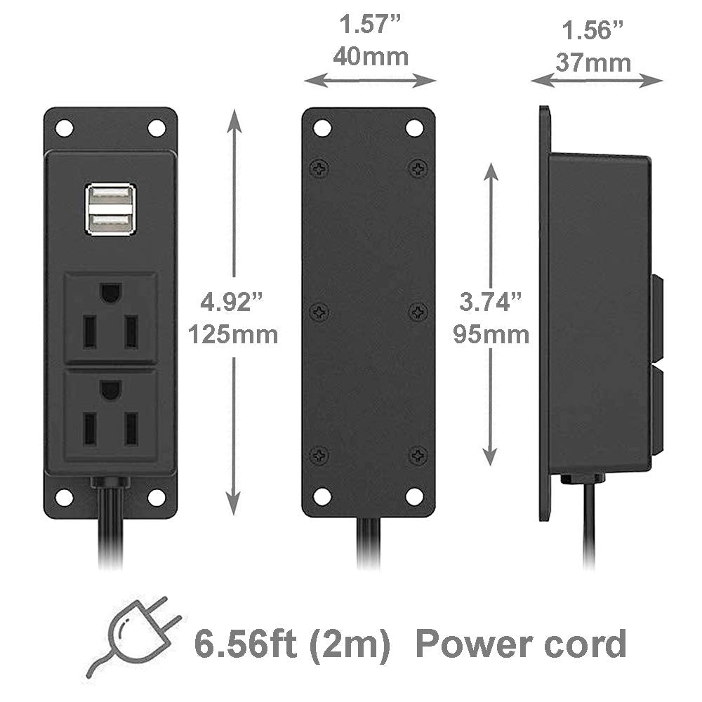 4 LEAF close-up of AC outlets and USB ports highlighting clear labeling and fit