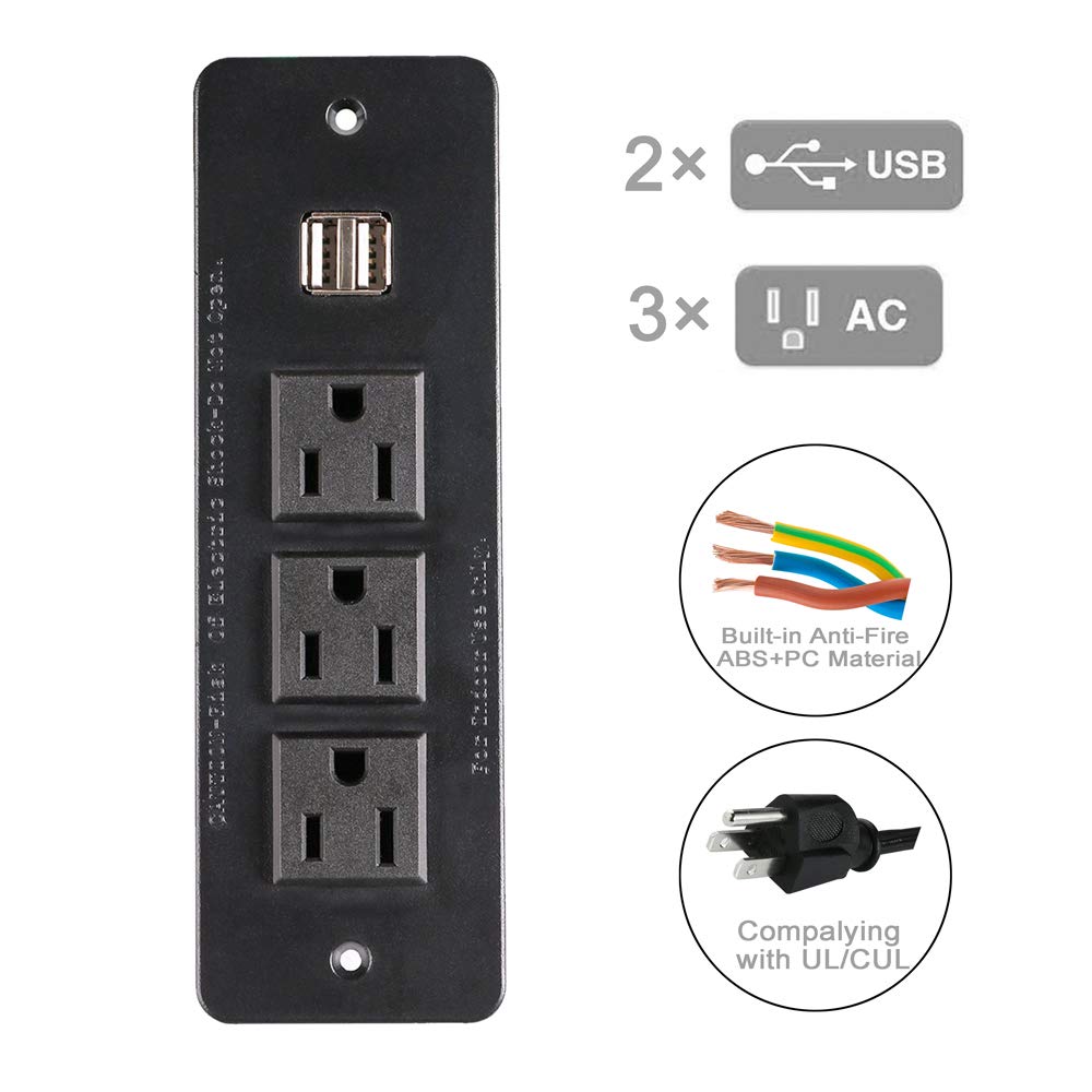 4 LEAF conference recessed power strip 10-foot cord—flexible placement