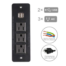 4 LEAF conference recessed power strip 10-foot cord—flexible placement