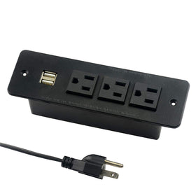 4 LEAF conference recessed power strip front view—tidy desk and easy outlet access