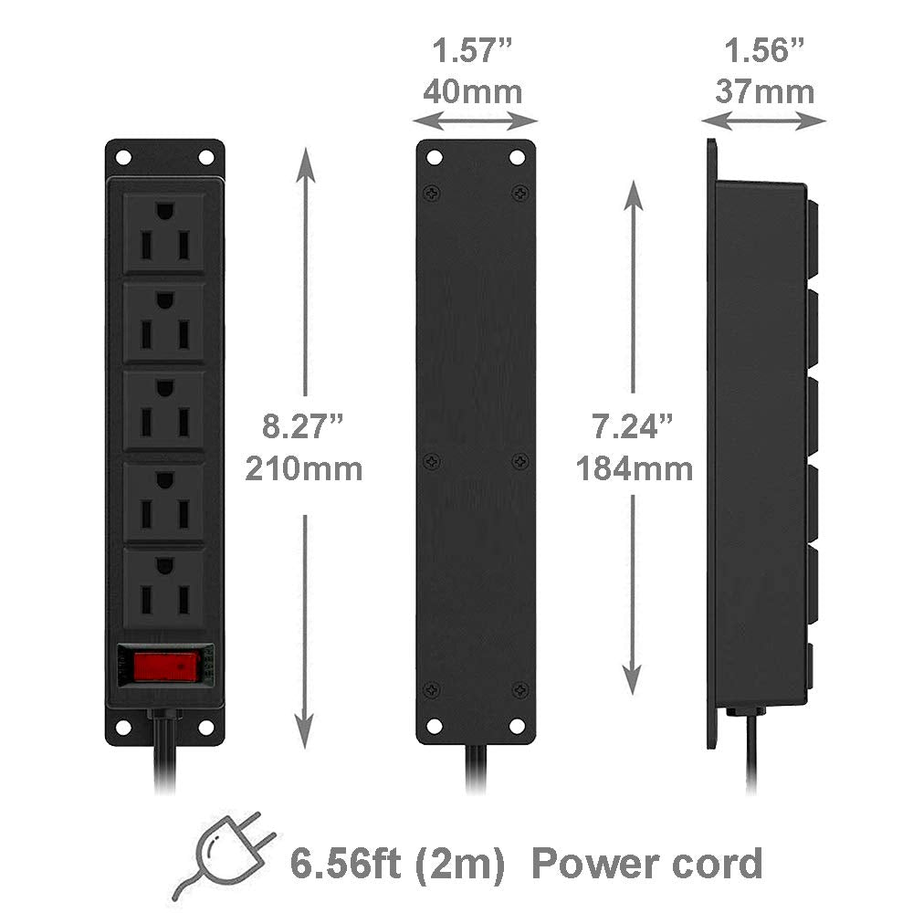 4 Leaf desk-mounted power strip keeps workspace organized with five outlets